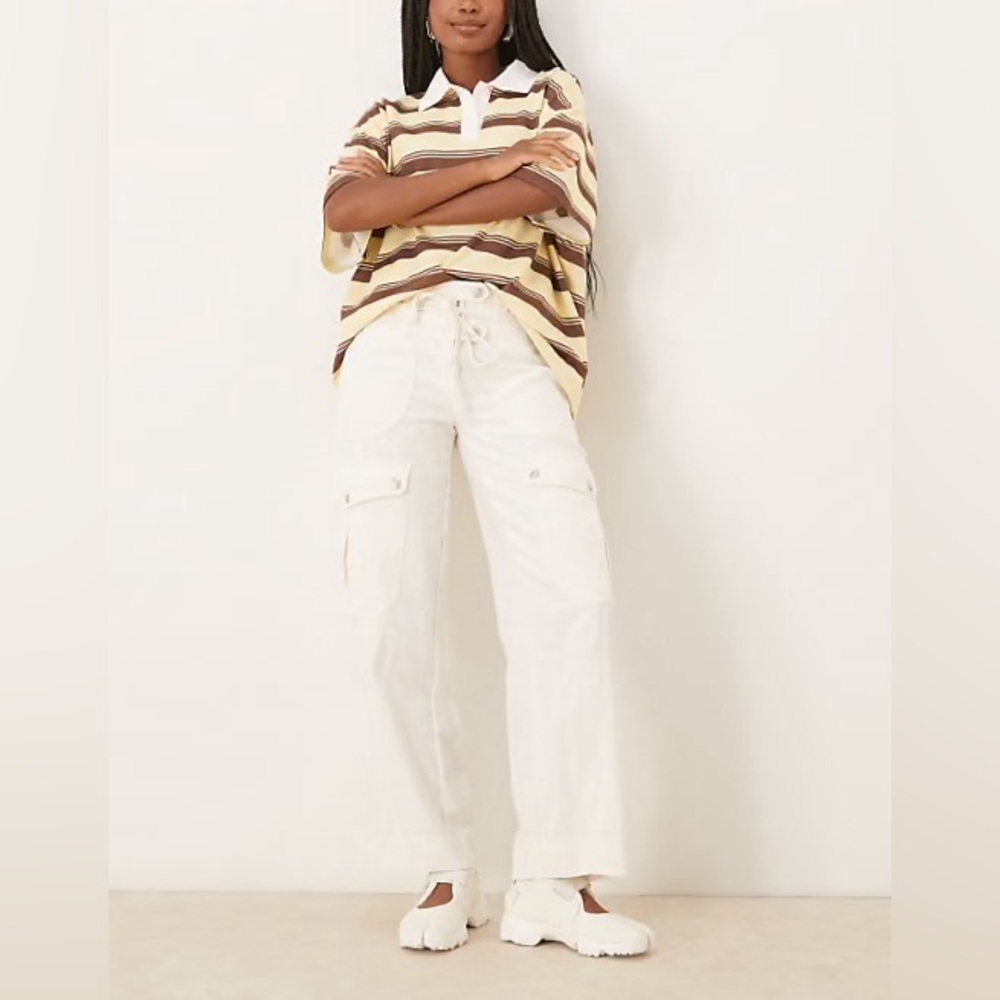 NEW Free People Park Ave Cargo Pant in Ivory Size Medium